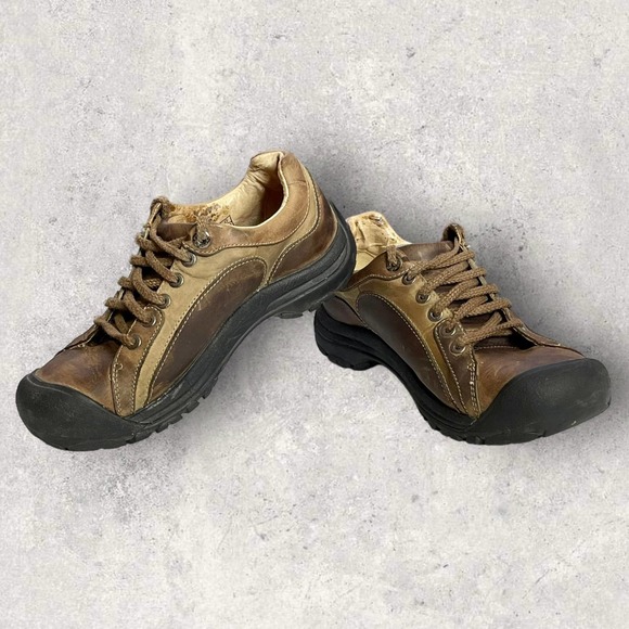 KEEN Cush Briggs II Brown Leather Non-Marking Anti-Slip Shoes Size 8 Walking - Picture 2 of 13
